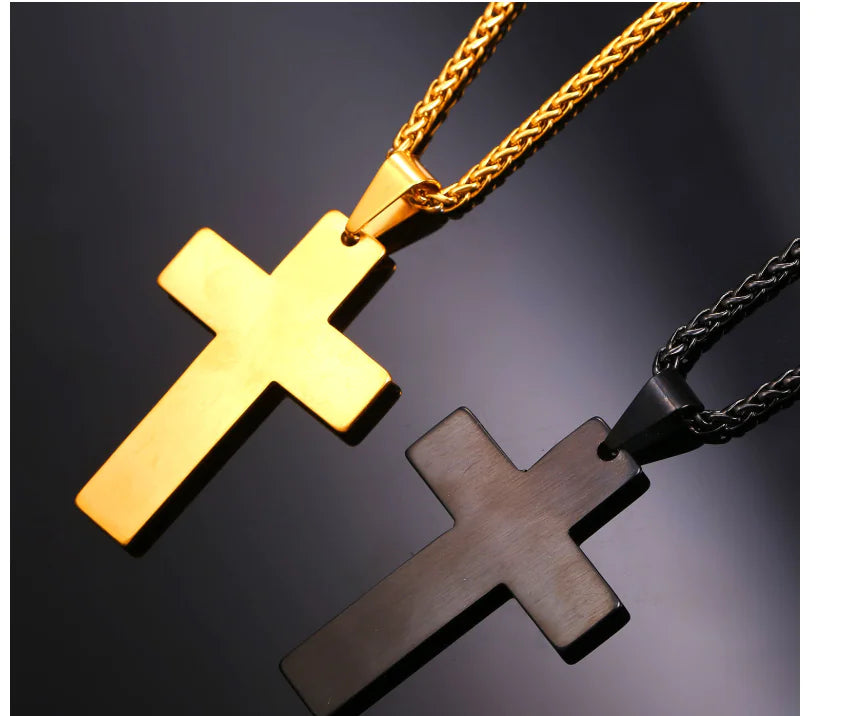 Cross Necklace with Jesus and Bible Verse Design