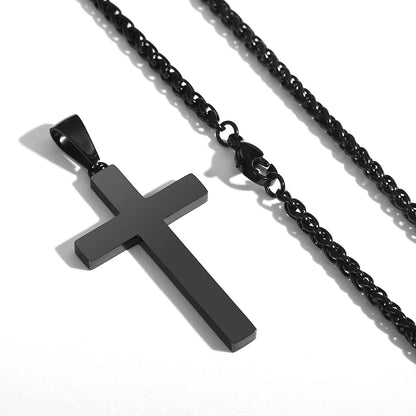 Black Cross Necklaces for Men Stainless Steel Cross Pendant Chain Catholic Religious Christian Birthday Jewelry Gifts Ideas Dad Husband Son Tween Preteen Boyfriend Teen Teenage Age