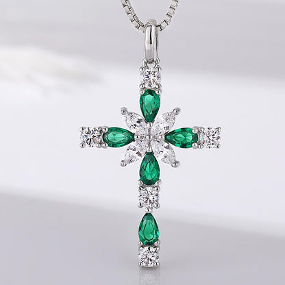 925 Sterling Silver Cross Necklace for Women，Birthday Delicate Star Cross Necklace Jewelry Gifts for Women，Birthstone Religious Jewelry for Mom, Chain 18 Inch