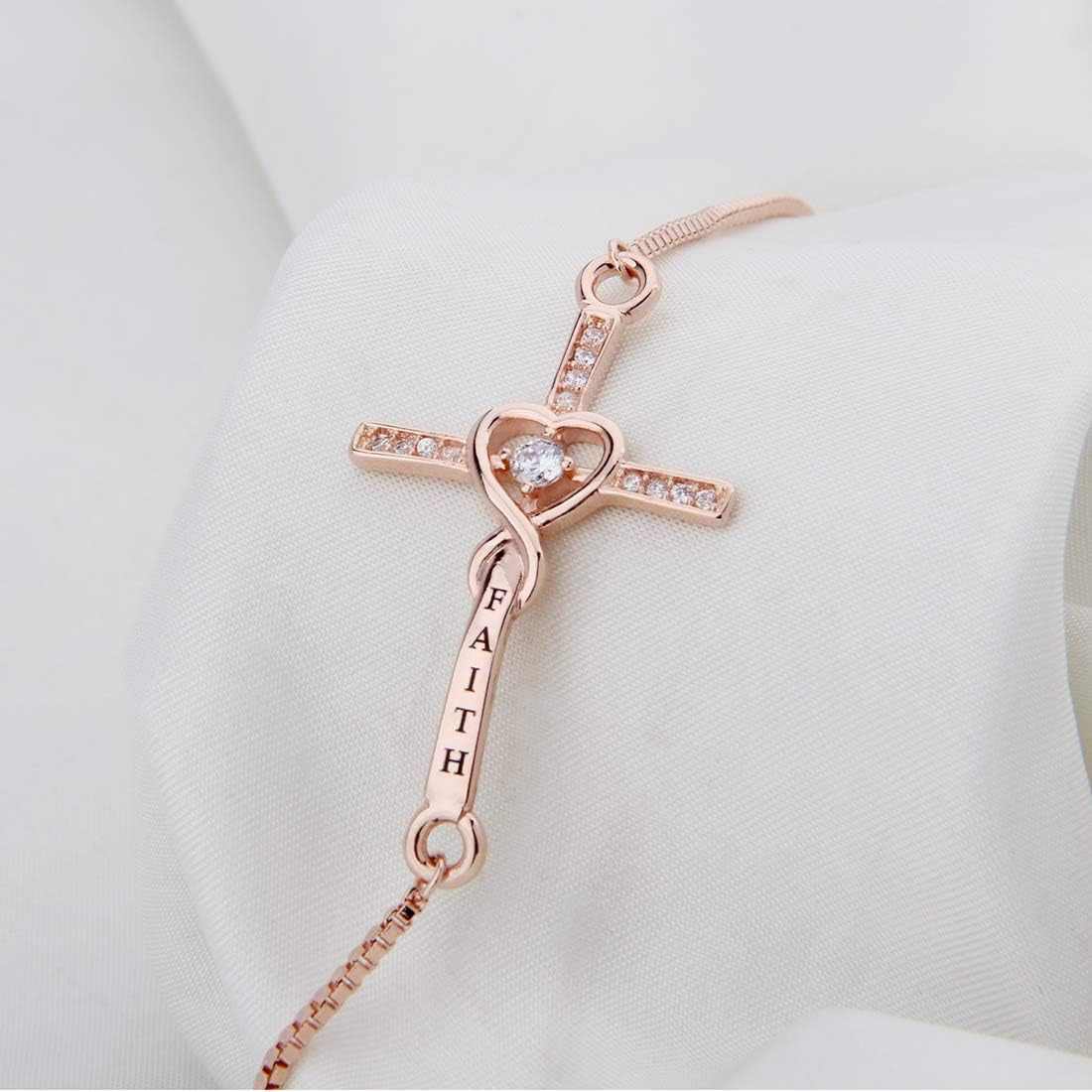 Faith Cross Adjustable Slider Bracelet Christian Chains Bracelet Religious Jewelry Gift for Her