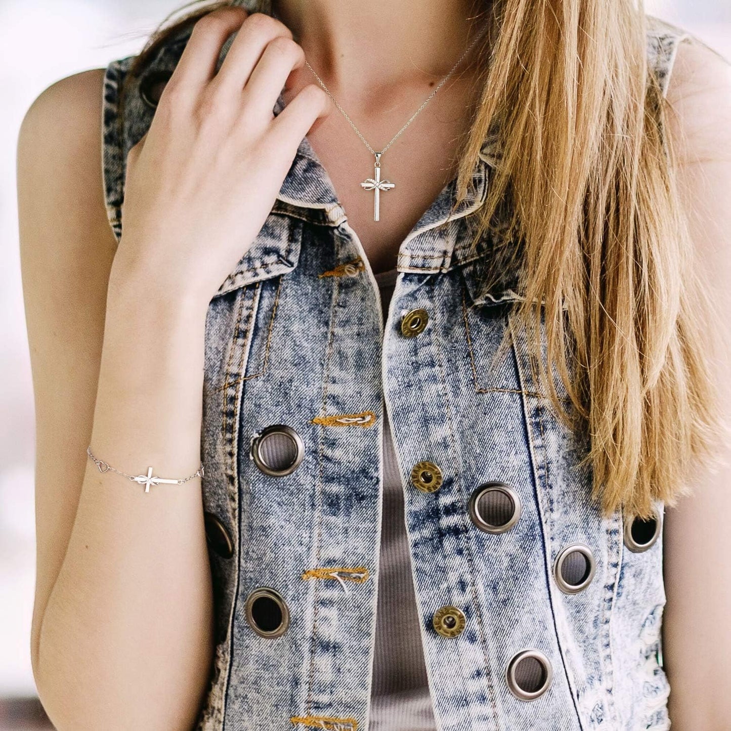 925 Sterling Silver Cross Bracelet for Women Christian Faith Bracelet 14K Gold Plated Bracelets Believe CZ Adjustable for Easter or Holiday