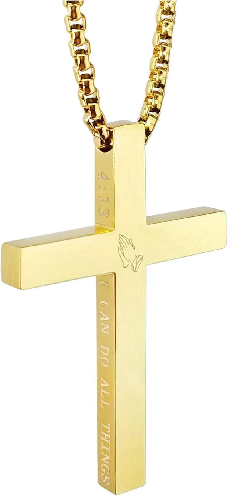 Cross Necklace Stainless Steel Necklace Religious Bible Verse Pendant Crucifix Necklace Faith Jewelry with 22' Chain