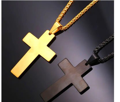 Cross Necklace with Jesus and Bible Verse Design