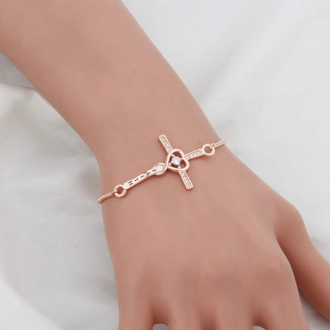 Faith Cross Adjustable Slider Bracelet Christian Chains Bracelet Religious Jewelry Gift for Her