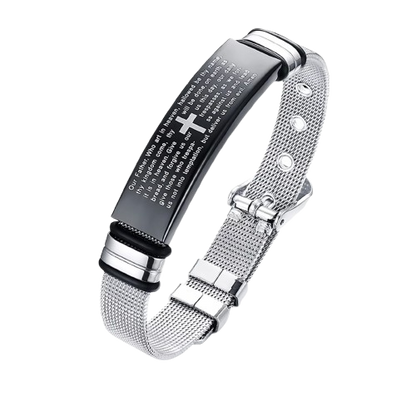 Men’s Christian Bracelet – Lord’s Prayer Engraved Stainless Steel