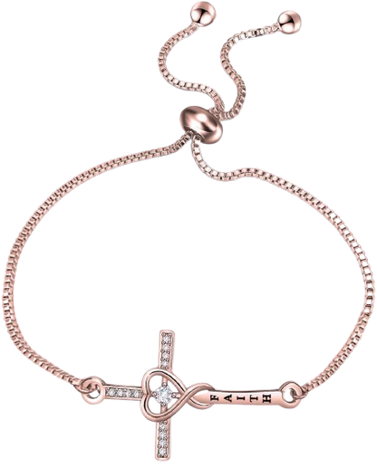Women’s Christian Bracelet – Rose Gold Cross “FAITH”