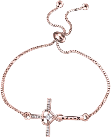 Women’s Christian Bracelet – Rose Gold Cross “FAITH”